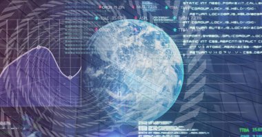 Dünya üzerinde veri işleme görüntüsü. küresel iş ve dijital arayüz kavramı dijital olarak oluşturulmuş görüntü.