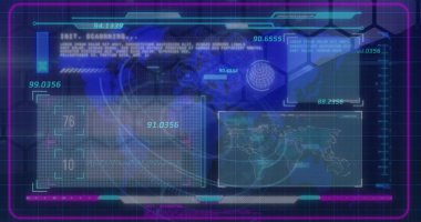 Dünya üzerindeki çeşitli veri işleme resimleri. Küresel işletme veri işleme finans ekonomisi teknolojisi ve dijital arayüz konsepti dijital olarak oluşturulmuş görüntü.