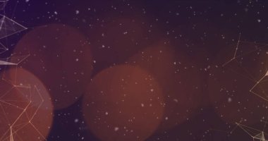 Bokeh ve kar efektli eşsiz fütürist soyut tasarım. Dijital olarak oluşturulmuş, bilgisayar grafiği, ağ oluşturma, döngü resmi, desen.