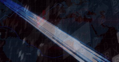 Dijital ekrandaki ışıkların, grafiklerin ve verilerin resmi. Renk, şekil, hareket, veri ve teknoloji konsepti dijital olarak oluşturulmuş görüntü.