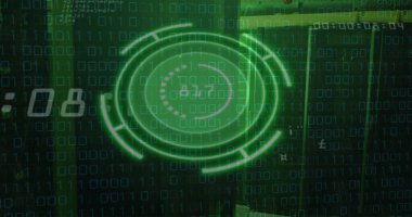 Sunucu odasında veri işleme ile tarama kapsamı resmi. Küresel teknoloji, çevrimiçi güvenlik ve dijital arayüz kavramı dijital olarak oluşturulmuş görüntü.