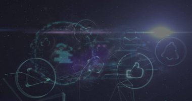 Asma kilit üzerindeki bağlantı ağının görüntüsü. Küresel iş ve dijital arayüz kavramı dijital olarak oluşturulmuş görüntü.