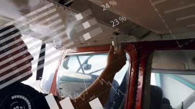 Havacılık pilotu kanat altındaki şişe kapağını kaldırıyor, kirlenme verilerini gösteren kaplamalarla yakıt örneği alıyor. Havacılık, teknoloji, teftiş, güvenlik, bakım, hassasiyet, makine