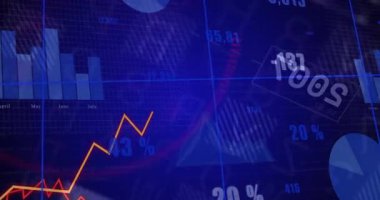 Şebeke başlangıç çubuğu çizelgesi turuncu ve kırmızı çizgiler veri örtüleriyle yer değiştirmelerini canlandırırken. Analizler, gösterge panelleri, veri görselleştirmesi, bilgi grafikleri, dijital, modern, teknoloji