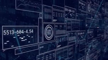 Dijital arayüzü tarayan kamera, kaydırma ve güncelleme panelleri, görselleştirme eğilimleri. Teknoloji, veri, analiz, görselleştirme, dijital, fütüristik, soyut