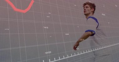 Erkek futbolcu kırmızı çizgiyi geçen topu fark ediyor ve bisiklet tekmesi vuruşunu yapıyor. Atletik, hareketli, dinamik, ekipman, açık hava, performans, heyecan