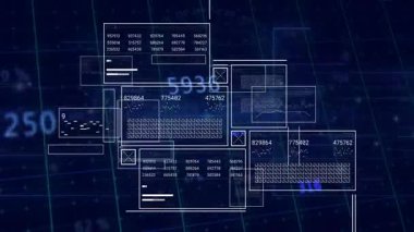 Görüntü ekranı, veri panellerinin yer değiştirmesi, analitik sunumu gibi soluklaşan ana hatları gösteriyor. Analizler, veri görselleştirme, dijital arayüzler, fütüristik, teknoloji, ağ, istatistik
