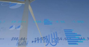 Açılan atış türbin bıçağını çalıştırırken enerji çıkışını gösteren veriler zayıflıyor. Yenilenebilir, sürdürülebilirlik, teknoloji, yenilik, çevre, enerji, gelecek