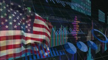 Sol tarafta 3 boyutlu ızgara genişlemesi, yükselen grafikler, pasta dilimleri, finansı görselleştiren kalpler belirdi. Kurumsal, veri görselleştirme, bilim kurgu, dijital, fütürist, hareket grafikleri, analitik