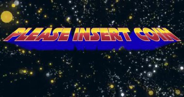 Görünürdeki 3 boyutlu metin kırmızı-sarı renge dönüşüyor. Odaklanmak için dönen küreler parıldıyor. Fütürist, uzay, animasyon, teknoloji, bilim kurgu, canlı, dinamik