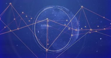 Açık küre görünüm merkezi altın düğümler oluşturarak ağ oluşturur görselleştirerek veri oluşturur. Gelecekçi, soyut, teknoloji, bağlantı, dijital, ağ, görselleştirme