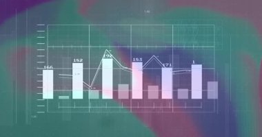 Veri güncellemesinde ızgara solukluğu, çizgi grafiği yeniden çizimi ve çubuklar kayması ile ortaya çıkan beyaz çubuk grafiği. Analizler, finans, görselleştirme, bilgi, dijital, modern, teknoloji
