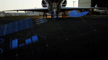 Teknisyenlerin kontrollere başlaması kameraların yükselmesine ve veri panellerinin teşhis için ortaya çıkmasına neden oluyor. Havacılık, teknoloji, analitik, bakım, gösterge paneli, veri görselleştirme, uzay