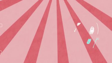 Oynatma radyal çizgilerinin genişlemesi üzerine, kıvrımlı, kıvrımlı katmanlı parçalar titreşmeye başlar. Soyut, hareketli grafikler, görsel efektler, modern tasarım, dijital sanat, dinamik, fütürist