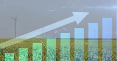 Yükselen çizgi çizgileri, yukarı doğru kayan oklar enerji artışını gösteriyor. Yenilenebilir, sürdürülebilirlik, ilerleme, analiz, dijital, ekolojik, yenilikçi