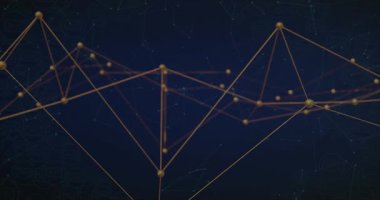 Parlayan düğümler ve çizgiler ilk alan aydınlatmasından sonra yukarı doğru hareket ederek üçgen tepeler oluşturuyor. Soyut, teknoloji, bağlantı, fütürizm, dijital, uzaysal, yenilik