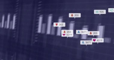 Chart fading into view and columns animating heights for data updates while callouts floating. Visualization, analytics, data, dashboard, interface, motion, digital