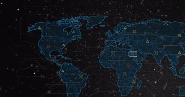 Mavi ana hat ortaya çıkıyor ve genişliyor. Devreler yayılıyor. Ağ gösteren simgeler titreşiyor. Teknoloji, bağlantı, yenilik, siber alan, dijital, geleceksel, ağ