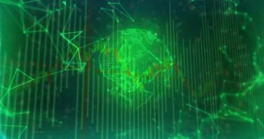 Sürüklenen ağ düğümleri, bar grafiğindeki kıta verilerini döndüren ve görselleştiren kablo çerçevesine neden olur. Teknoloji, veri, dijital, yenilik, analitik, siber güvenlik, bağlantı