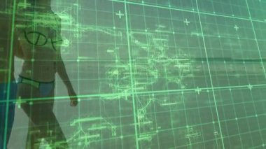 Teknik şebeke kıyıdaki dalış ortaklarını tarıyor ve kadınlar kollarını kaldırırken dalgıç tankının detaylarını yakalıyor. Gelecek, teknoloji, deniz, macera, işbirliği, yenilik, su altı