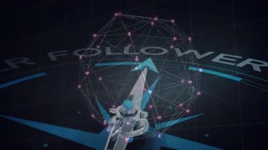 Pusula okunun saat yönünde dönmesi ağ atımını tetikler ve etiketi Lider 3D render 'e çevirir. Teknoloji, dijital, fütüristik, ağ, yenilik, bağlantı, veri
