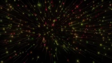 Renkli ışıklar dışa doğru yayılıyor. Futbolcuların topa vuruşunu engelliyor. Soyut, dinamik, geleceksel, hareket, enerji, spor, teknoloji