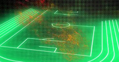 Parlayan küre, neon alanın üzerinde cisimleşiyor. Alevli kıvılcımlar saçıyor. Alan ve raylara enerji veriyor. Fütürist, enerjik, dinamik, hareket, teknoloji, yenilik, soyut