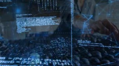 İş kadını kahve çekirdekleri üzerinde veri grafikleri göstererek görüş alanına giriyor ve teknoloji kodu başlatıyor. Gelecekçi, yenilikçi, veri, kullanıcı arayüzü, dijital, işbirliği, yaratıcı