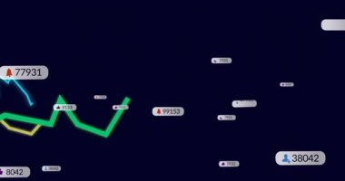 Yükselen yeşil çizgi çan simgesi daldırma tırmanma ve diğer dalgalanan izleme verileri. Veri analizi, görselleştirme, dijital arayüz, bilgi grafikleri, grafikler, telemetri, gerçek zamanlı izleme