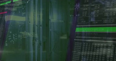 Şifreleme için yeşil çubukları başlatan kod kaydırma, şifreleme UI atımlı dalga biçimi boşaltma büyüsü. Teknoloji, siber güvenlik, veri, dijital, sunucu, mühendislik, modern