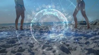 Teknoloji hologramı, kadınların beşlik çakarak kucaklaşmalarını azaltıyor. Gelecek, bağlantı, arkadaşlık, kutlama, dijital, canlı, birlik