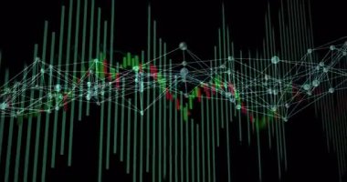Gözünüzde canlandırmaya başladığınızda yükselen yeşil çubuklar şamdanları kaydırıyor ve pazar verilerini gösteren bir ağ oluşturuyor. Fütürist, soyut, teknoloji, veri, yenilik, analiz, dijital