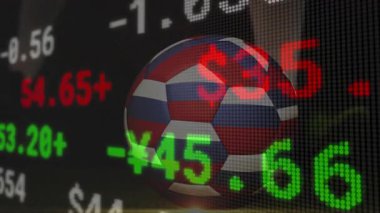 Kalbin açılışı, çizgili Tayland bayrak küresi dönüşümü, değişen değerler ve görselleştirme eğilimleri. Finans, dijital görüntü, para birimi, pazar, teknoloji, animasyon, veri