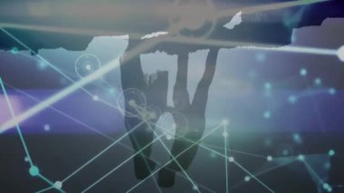 Titreşim şebekesi çiftlerin gün doğumunda kıyı şeridine dönüşlerini tetikliyor. El ele tutuşup öpüşüyorlar. Romantizm, bağlantı, dinginlik, dijital sanat, doğal manzara, duygusal, siluet