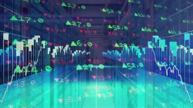 Sunucu rafları çubukları ayarlamayı başlatan veri akışı ve takip eden dalgalar piyasa sakinliğini işaret ediyor. Teknoloji, analitik, büyüme, dijital, yenilik, veri, görselleştirme