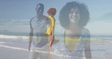 Plajda moda için dans eden ıslak kumlu bir kadına basmak. Bu arada adam solgun bir vesikalık ile havada süzülüyor. Biniş, akış, canlılık, dinginlik, zarafet, rahatlık, hareket