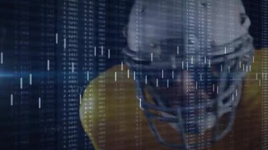 Futbol oyuncusunun spor analitiği için veri topladığını gösteren bir kamera. Sporcu, performans, teknoloji, dijital, analiz, rekabet, fütüristik