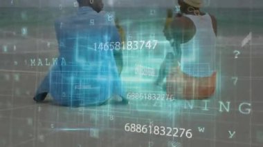 Diz çöküp akıllı telefon ve ananas tutan ekip güvenlik veri şebekesini çalıştırarak tespit etme simülasyonu yapıyor. Siber güvenlik, veri, teknoloji, işbirliği, dijital, yenilik, arayüz