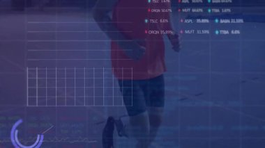 Erkek koşucu koşuya başlıyor, dairesel gelişim güncellemesiyle fitness çizelgelerinin canlandırılmasına neden oluyor. Atletik, veri görselleştirme, performans, açık hava, dijital grafikler, fitness, ilerleme