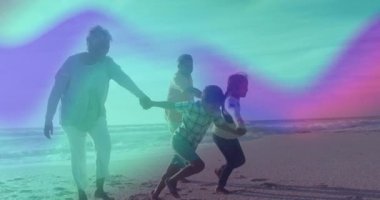 Yaşam tarzı son sınıflar ve torunlar kumsalda el ele tutuşup renk örtüsü ile çalışan zincir başlatıyorlar. Aile, bağlantı, neşe, canlılık, açık hava, hareket, huzur