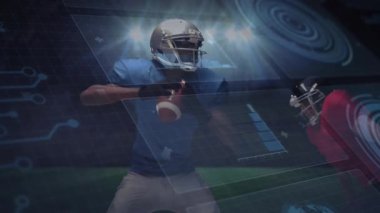 Oyun kurucu tarama panelleri, defans atışları, teknolojik kaplamalarla geçişi engellemek için müdahale başlatılıyor. Atletik, rekabet, fütüristik, spor, aksiyon, dinamik, oyun