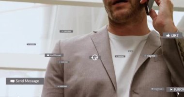 Blazer ceketinde beliren Blue Like etiketi, erkeklerin iş görüşmelerine giderek artan yapay zeka örtülerini ateşliyor. Teknoloji, iletişim, ağ, modern, kurumsal, dijital, profesyonel