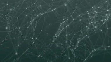 Koyu deniz mavisi alanı parlayan düğümleri etkinleştiriyor. Üçgen ağlar oluşturuyor, yayılıyor. Gelecek, teknoloji, dijital, soyut, bağlantı, ağ, dinamik