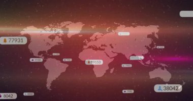 Dünya haritasında gezinen çubuklar, sürgülü etiketlerin lensleri parlatarak verileri görselleştirmesine neden oluyor. Dijital, geleceksel, veri, görselleştirme, soyut, teknoloji, etkileşimli