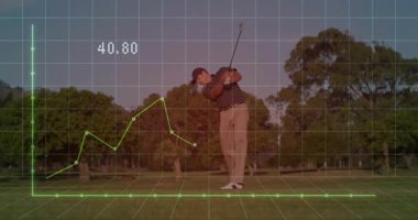 Golf sopasının hareketli performans grafiği teknolojiyle izleme hızını artırıyor. Spor, performans, analitik, hareket, teknik, açık hava, hassasiyet