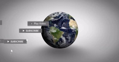 3 boyutlu dünya dönüşümlü, abonelik düğmesi kaydırmalı, çarpışmayı gösteren yörünge uyarıları açılıyor. Etkileşimli, dijital, modern, teknoloji, iletişim, küresel, sosyal medya