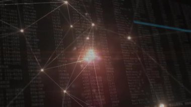 Mavi çubuklar satır işaretli sayılar kayarken veri ağının titreşimi ve yeniden biçimlendirilmesi üzerine. Dijital, fütüristik, parlak, teknoloji, yenilik, veri, görselleştirme