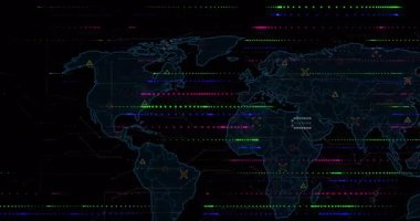 UI 'nin açılması, Cyan dünya haritasının genişletilmesi ve hata çizgilerinin canlandırılması, görselleştirme verilerinin örtüşmesi. Hud, görselleştirme, animasyon, analitik, teknoloji, dijital, ağ