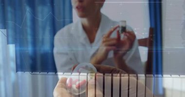 El ele tutuşan temiz küre animasyon çizelgesi. Bu arada tıp doktoru da şişedeki faydaları açıklıyor. Bilimsel, araştırma, yenilik, analiz, sağlık, teknoloji, işbirliği