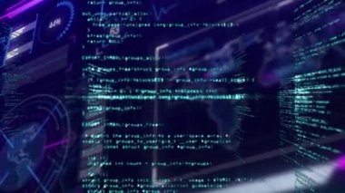 Kod panellerini süpüren veri dalgası, durumu göstermek için güncellemeyi ölçerken panelin yeniden düzenlenmesine neden oluyor. Futuristik, teknoloji, veri, dijital, arayüz, analiz, görselleştirme